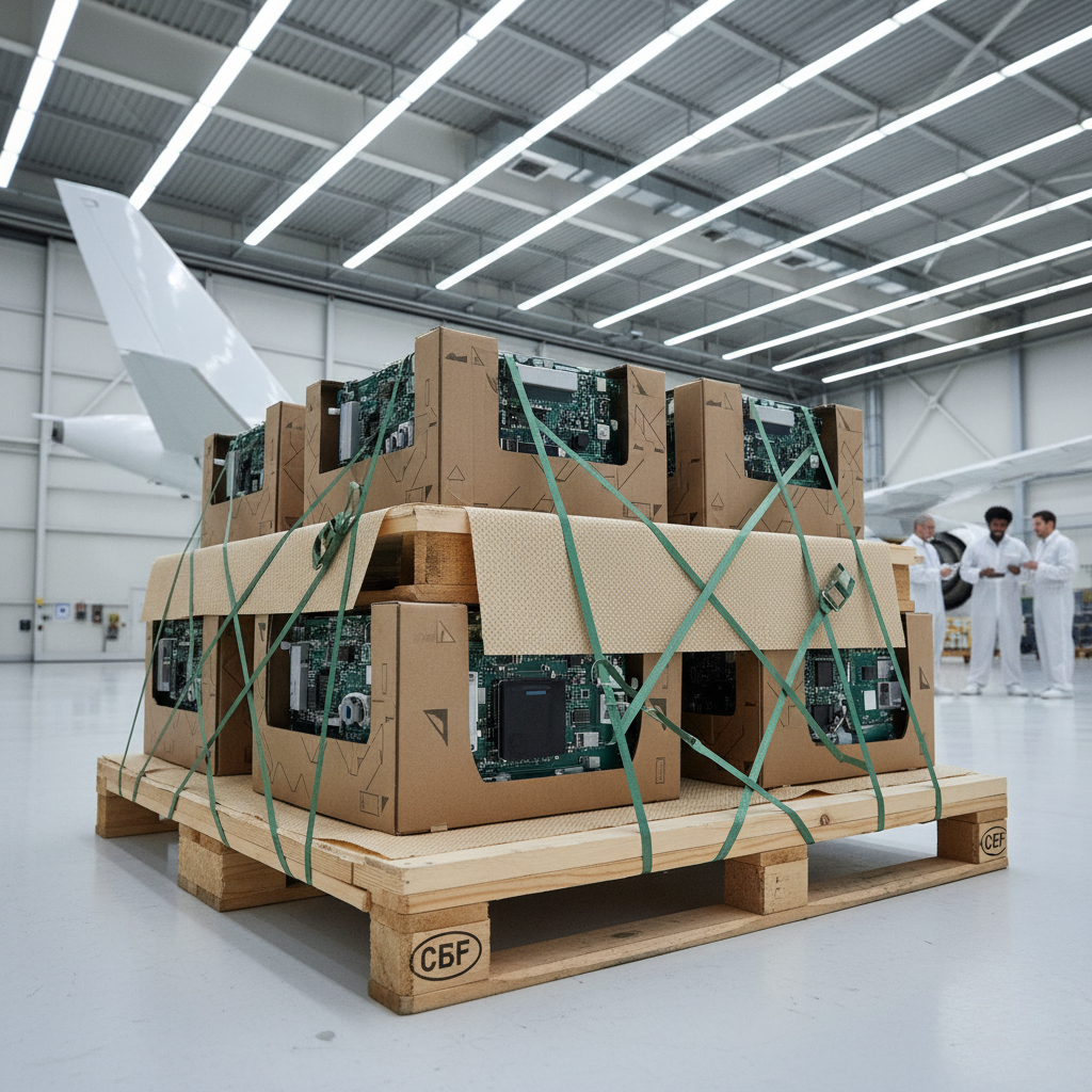 Havacılık sektöründe elektronik ekipmanların kaymaz palet arası kağıdı ile güvenli taşınması – Messan Kraft anti-slip palet kağıdı