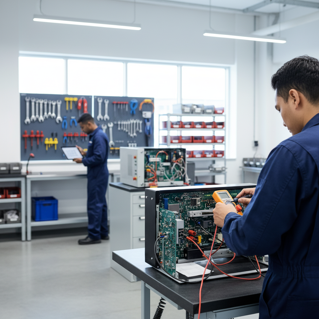 Messan Otomasyon servis ve bakım ekibinin elektronik kontrol kartı üzerinde ölçüm ve arıza teşhis işlemi yapması