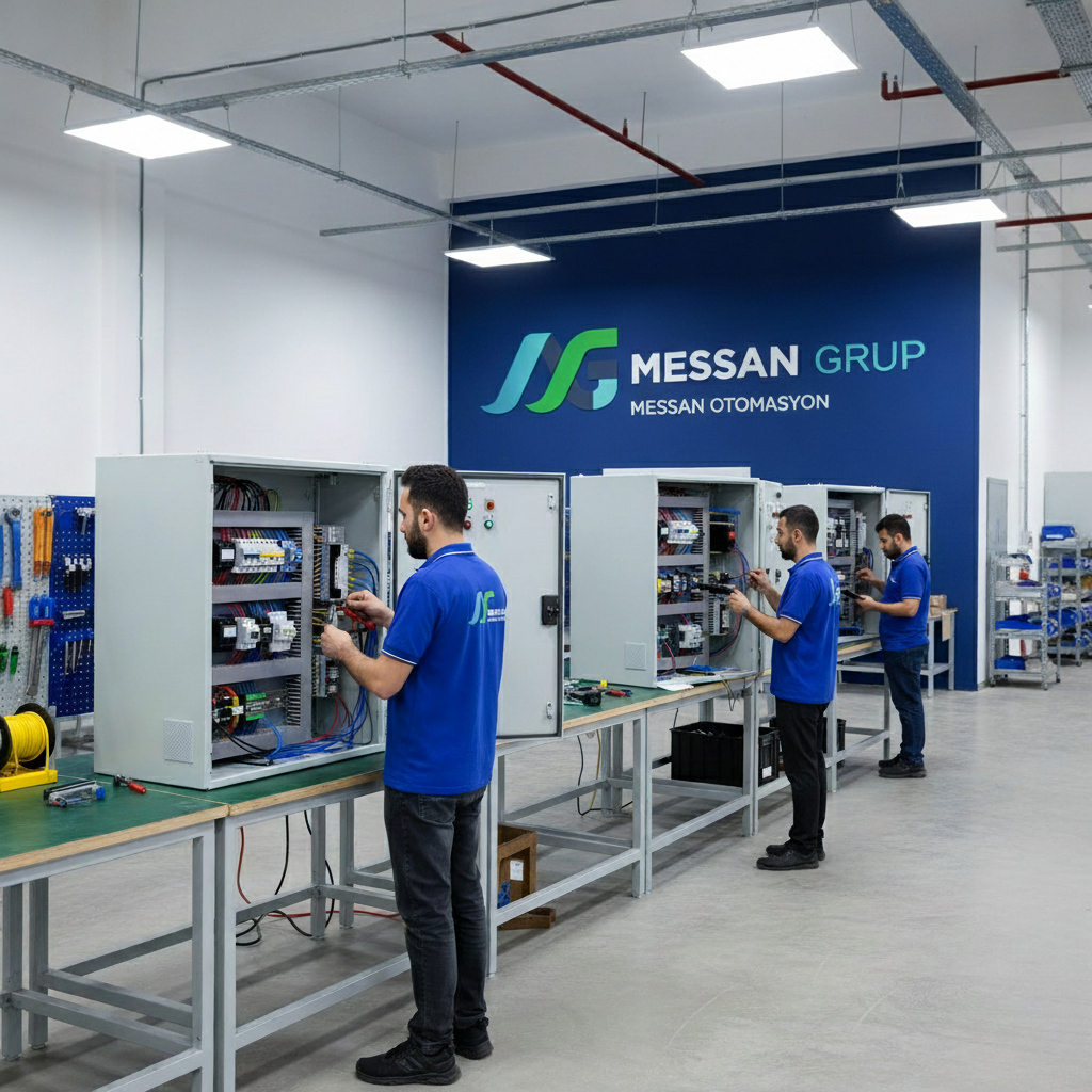 Messan Otomasyon fabrikasında endüstriyel elektrik panosu montajı ve kablolama çalışmaları yapan uzman teknik personel.