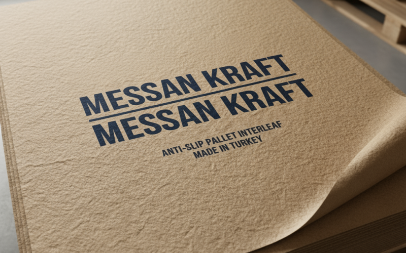 Messan Kraft kaymaz palet arası kağıdı – anti slip palet interlayer ürün fotoğrafı, palet üzerinde kraft ara kağıdı